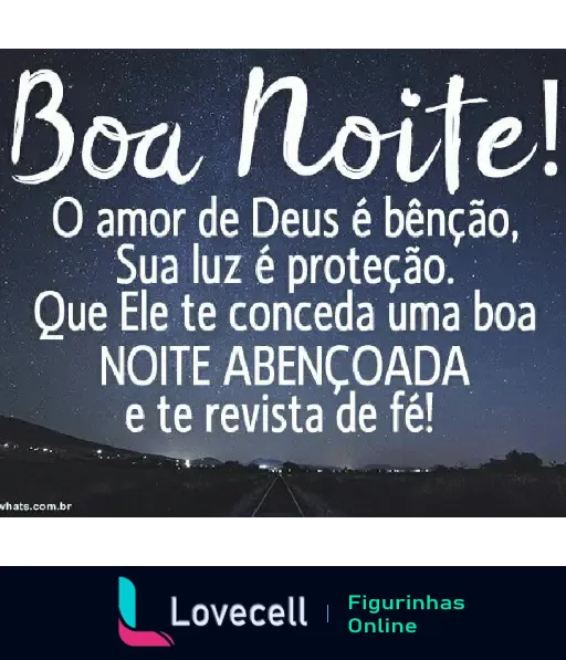 Figurinha de Boa Noite com Mensagem de Benção e Proteção Divina