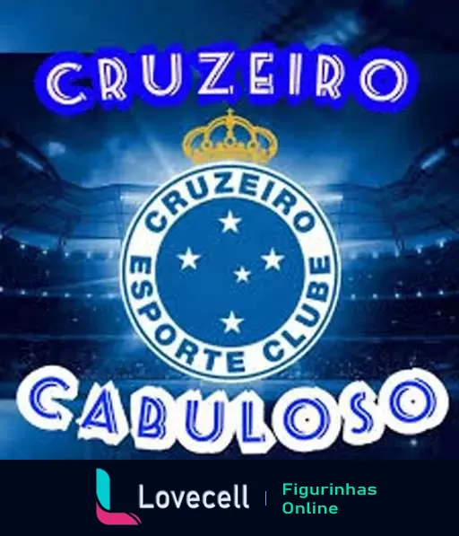 Logo do Cruzeiro Esporte Clube com estrelas e texto 'Cruzeiro Cabuloso' sobre fundo de estádio iluminado