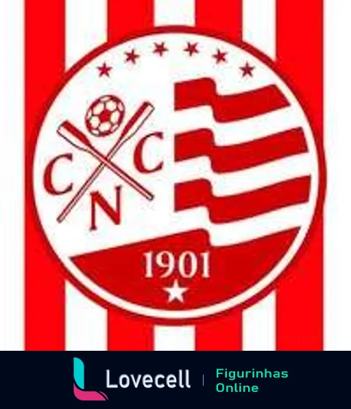 Escudo do Clube Náutico Capibaribe com listras vermelhas e brancas, bola de futebol no centro, iniciais CNC e a data 1901