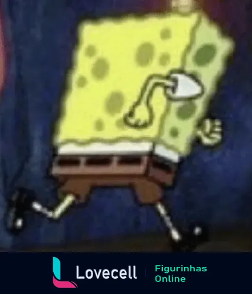 Bob Esponja Mood: Bob Esponja correndo com expressão de nervosismo e suspeita, com o braço levantado e a perna flexionada.