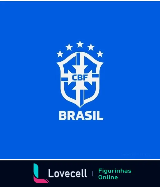 Logo da Confederação Brasileira de Futebol, CBF, com cruz, esfera de estrelas e inscrição BRASIL em fundo azul vibrante