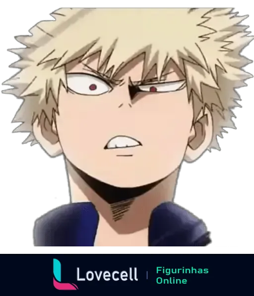 Imagem do personagem Bakugou de Boku No Hero Academia, mostrando expressão de irritação e desaprovação, olhos semicerrados e boca entreaberta.