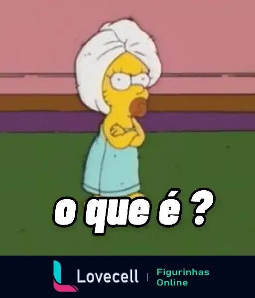 Imagem da Lisa dos Simpsons brava, com uma toalha na cabeça e outra enrolada no corpo, com a frase 'o que é?'.