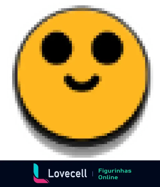 Emoji amarelo amigável e sorridente do Brawl Stars. O rosto simples com olhos grandes e pretos transmite uma sensação de felicidade e simpatia.