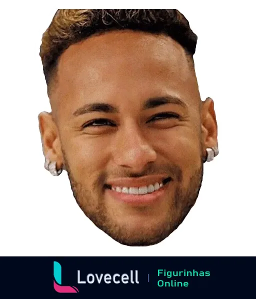 Neymar sorrindo com brincos brilhantes e cabelo estilizado