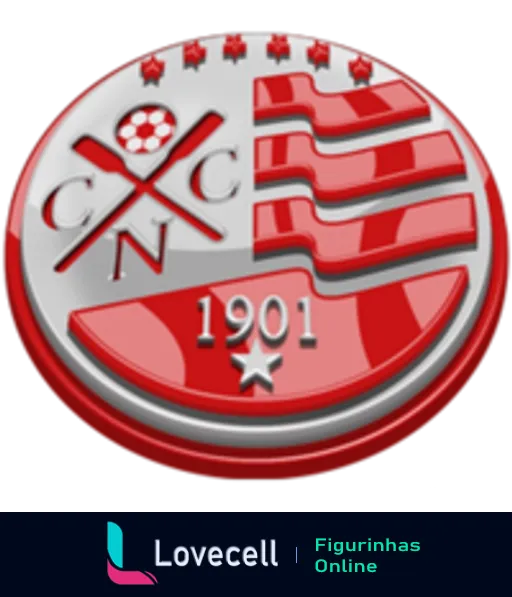 Escudo do Clube Náutico Capibaribe com remos cruzados, estrela e ano de fundação 1901 em vermelho e branco, representando tradições náuticas e esportivas