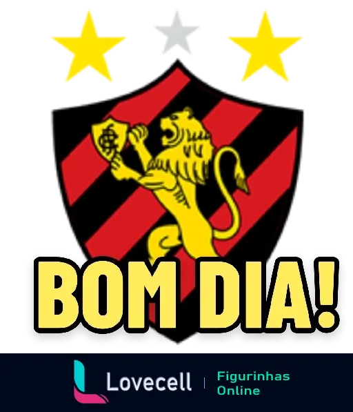 Figurinha de bom dia do Sport Recife para WhatsApp mostrando brasão com leão dourado e três estrelas, ideal para saudações entre torcedores