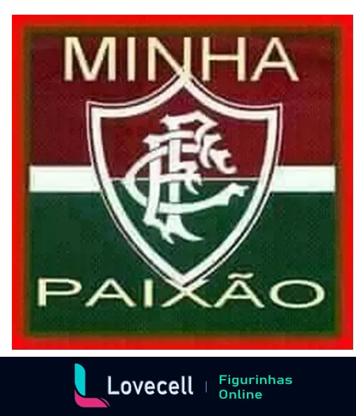 Escudo do Fluminense Football Club com as palavras 'Minha Paixão' em letras destacadas nas cores verde, vermelho e branco