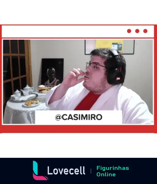 Casimiro na webcam, comendo durante livestream