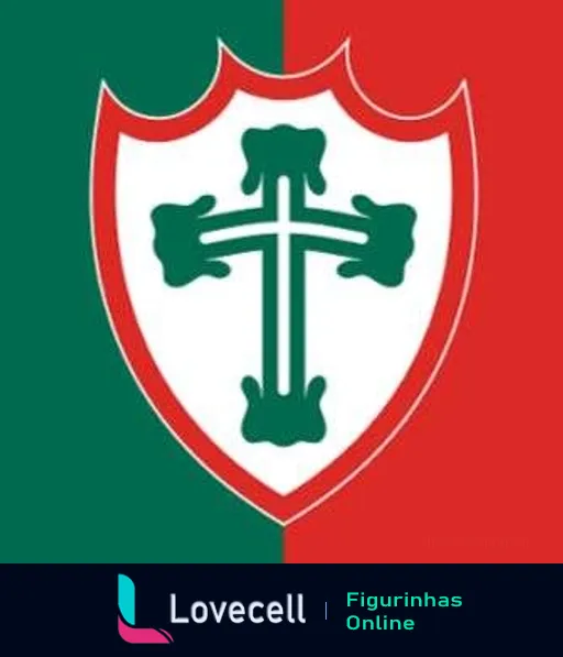 Escudo da Associação Portuguesa de Desportos em verde e vermelho, com cruz e âncoras laterais