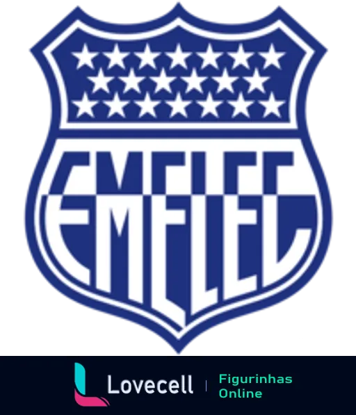 Escudo do Club Sport Emelec com design azul e branco, estrelas e letras 'C.S. EMELEC', símbolo do clube de futebol equatoriano.