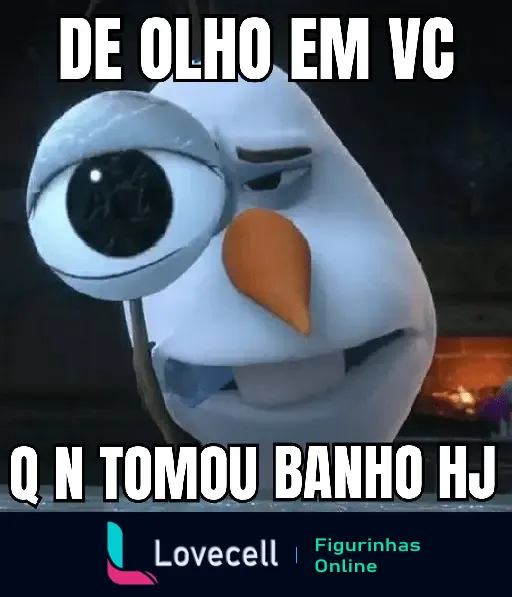 Emoji engraçado de boneco de neve com lupa - De olho em você que não tomou banho hoje