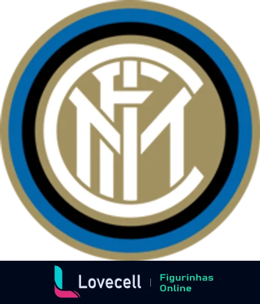 Emblema do clube de futebol Inter de Milão com letras 'FCIM' em azul e preto com detalhes dourados