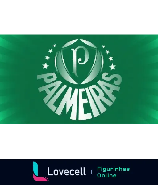 Imagem do escudo do Palmeiras com fundo verde e estrelas brancas, destacando o símbolo do clube, ideal para torcedores do Verdão.