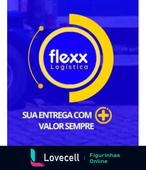 Logotipo da Flexx Logística com o texto 'Sua entrega com valor sempre' em fundo azul.