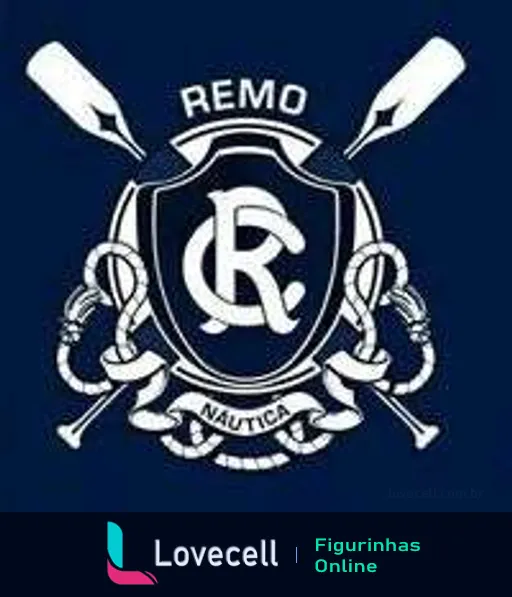 Escudo do Clube do Remo com letras 'CR' no centro, cercado por remos e uma corda, inscrição 'Náutica' destacando a tradição náutica do time