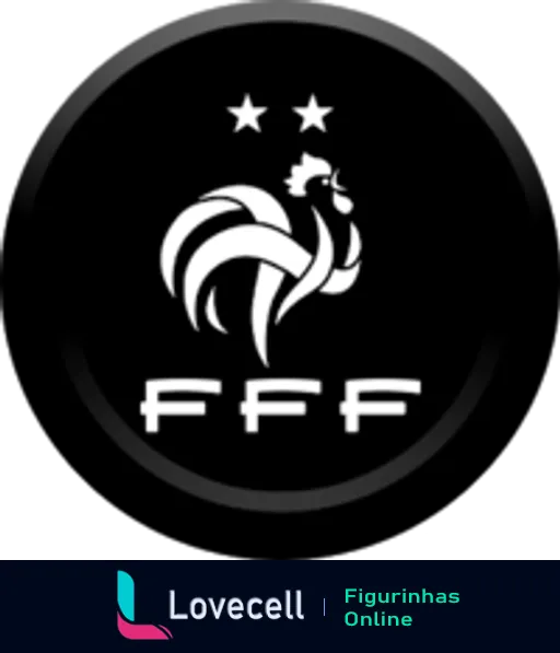 Logo da Federação Francesa de Futebol com galo estilizado em branco, letras FFF e três estrelas sobre fundo preto