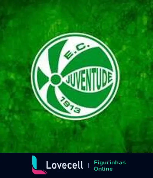 Escudo do Esporte Clube Juventude em verde e branco com roda e ano de fundação 1913 no centro