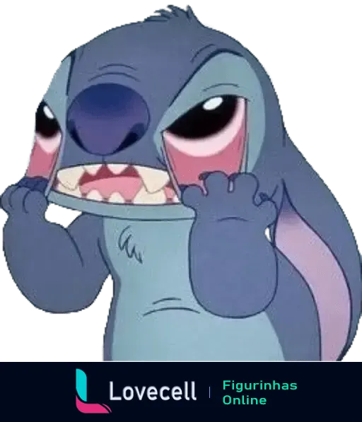 Imagem do personagem Stitch de Lilo e Stitch, com expressão brava, orelhas levantadas e dentes à mostra, refletindo irritação.