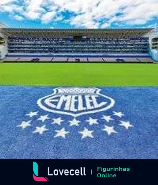 Figurinha do interior do estádio do Emelec com logo central e nove estrelas acima