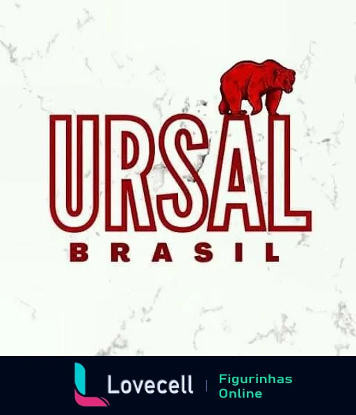 Logo 'URSAL Brasil' com letra grande e vermelha, destacando 'URSAL' sobre 'Brasil' e uma figura de um urso vermelho acima, fundo texturizado claro com efeito de desgaste