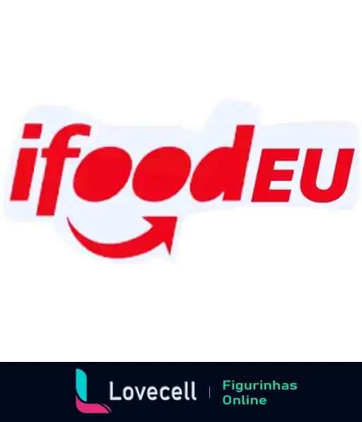 Figurinha paródia do logotipo iFood com texto 'iFoodeu', mantendo estilo do original mas com sorriso brincalhão substituindo o til