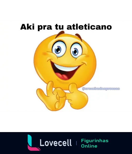 Emoji sorrindo com gesto de desdém e a frase 'Aki pra tu atleticano', demonstrando provocação e rivalidade no futebol, típico torcedores do Cruzeiro.