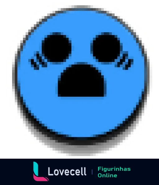 Imagem de emoji azul com expressão de susto e olhos e boca abertos, proveniente do jogo Brawl Stars, destacando surpresa e medo.