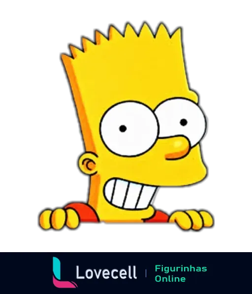 Figurinha de Bart Simpson sorrindo, colorido e alegre, do desenho Os Simpsons