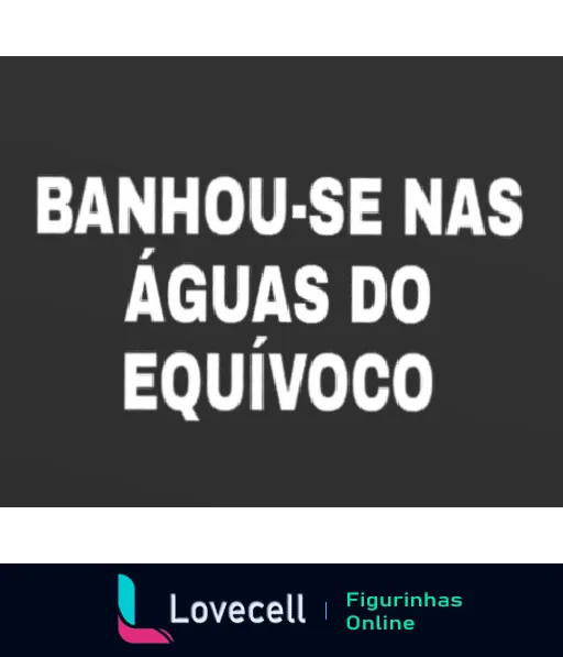 Figurinha com frase 'BANHOU-SE NAS ÁGUAS DO EQUÍVOCO' em letras brancas sobre fundo preto, indicando erro grave de julgamento