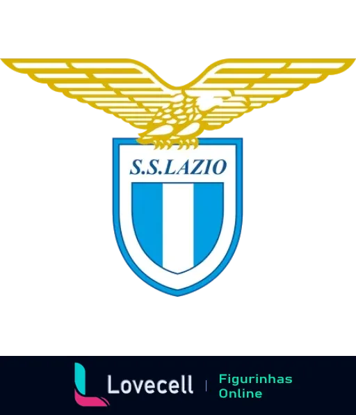 Imagem do escudo da S.S. Lazio, um clube de futebol italiano, com águia dourada sobre fundo azul e branco. Pasta Times de Futebol.