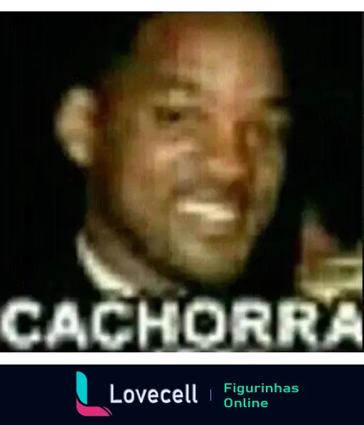 Imagem estática de um homem sorrindo, com a palavra 'CACHORRA' escrita em letras maiúsculas e negrito na parte inferior da imagem. Título: 'CACHORRA (Will Smith)', tags: 'CACHORRA, Will Smith'.