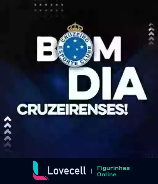 Figurinha de 'Bom Dia Cruzeirenses' com logo do Cruzeiro Esporte Clube em fundo azul, ideal para torcedores