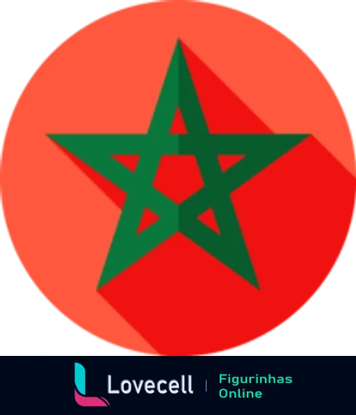 Bandeira do Marrocos com fundo vermelho e estrela verde de cinco pontas representando a dinastia Alaouite e o Islã