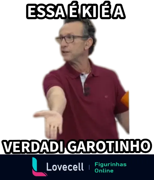 Craque Neto, ex-jogador de futebol e apresentador de televisão, gesticulando entusiasticamente e vestindo camisa polo vermelha e óculos, enquanto diz 'Essa é ki é verdade, garotinho'