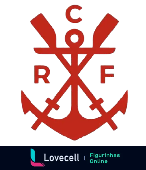 Emblema do C.R.F. do Brasil. Na imagem estão um âncora vermelha cruzada por dois remos e as letras C, R, F dispostas acima e ao lado.