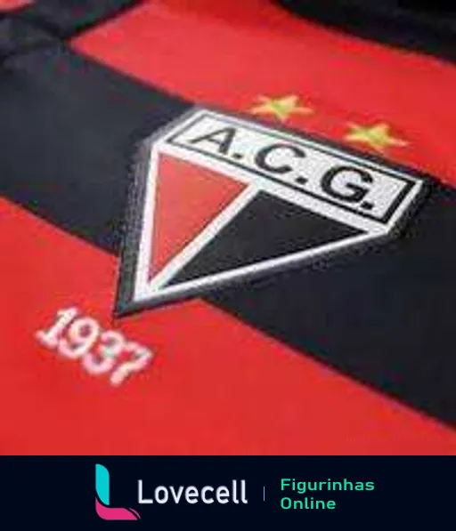 Escudo do Atlético Clube Goianiense com triângulo contendo as siglas 'A.C.G.' e a data de fundação 1937, em fundo preto e vermelho