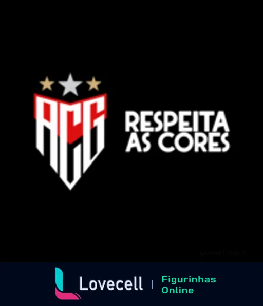 Figurinha do escudo do Atlético-GO com acrônimo ACG em fundo preto e frase 'Respeita as Cores' expressando orgulho pelo time