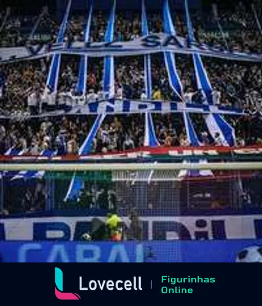 Torcida animada do Porto com faixas azuis e brancas no estádio, faixa destacada '1986 DAS ANTAS PARA SEMPRE PORTO'