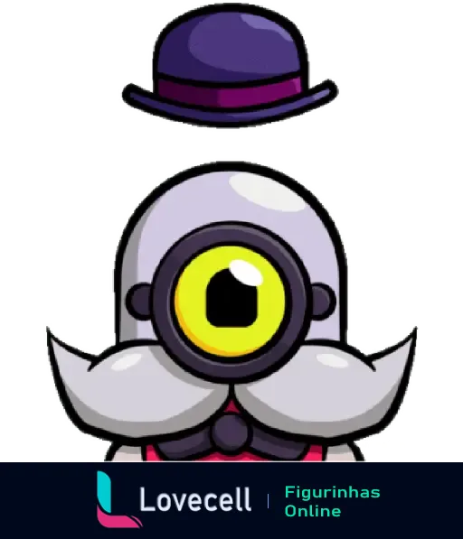 Capanga monocular de terno com grande bigode, usando óculos e chapéu roxo, personagem de Brawl Stars.