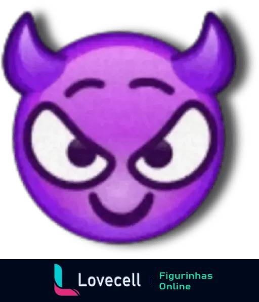 Emoji de um diabinho roxo com chifres e expressão marota, sugerindo travessura. Ideal para conversas divertidas no WhatsApp.