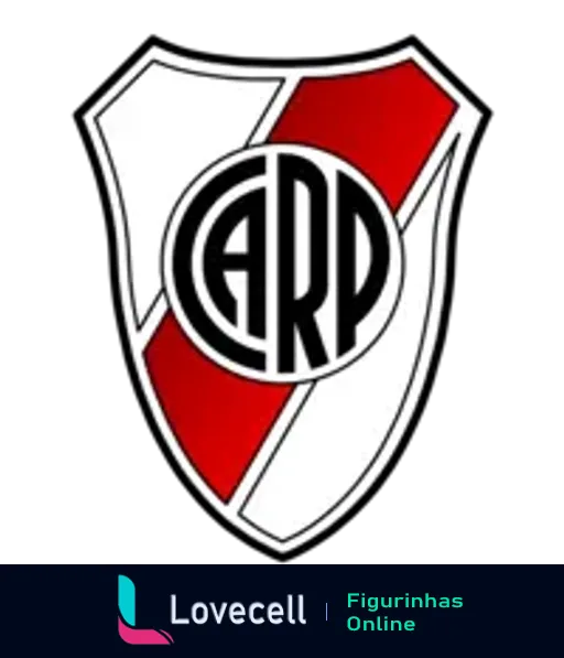 Escudo do Club Atlético River Plate em vermelho e branco com as letras CARP no centro