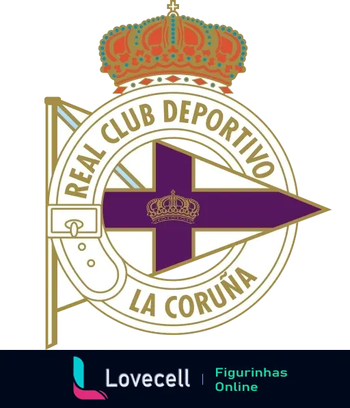 Emblema do Real Club Deportivo La Coruña, com coroa real, faixa azul e inscrições em ouro, presente na pasta Times de Futebol.