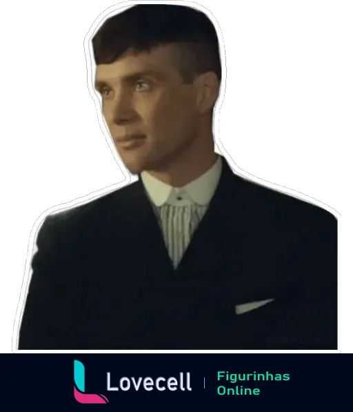 Figurinha de Thomas Shelby de Peaky Blinders vestido com traje formal clássico