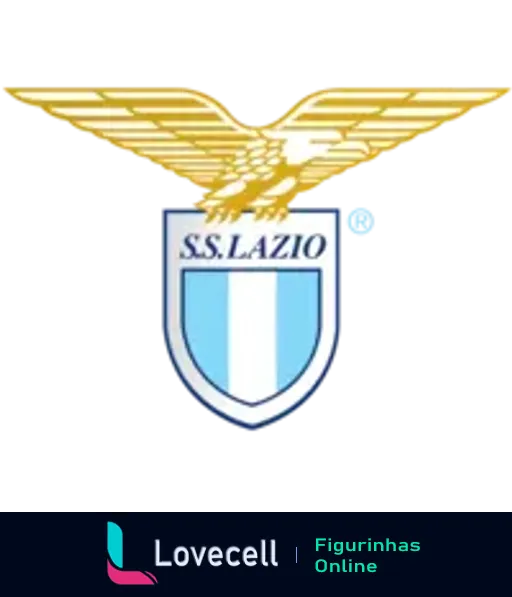 Escudo da Società Sportiva Lazio em azul claro e branco com águia dourada estilizada no topo