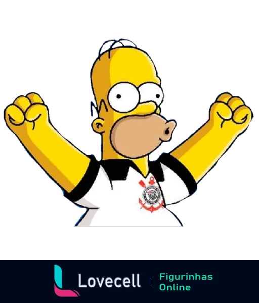 Homer Simpson comemorando animadamente, vestindo camisa do Corinthians, em desenho dos Simpsons