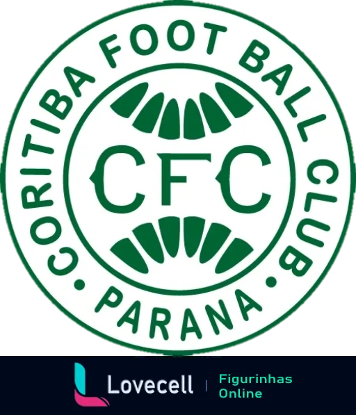 Logo do Coritiba Foot Ball Club em formato de figurinha para WhatsApp, exibindo emblema circular com a sigla 'CFC' e a inscrição 'Coritiba Foot Ball Club Paraná' em verde sobre fundo branco