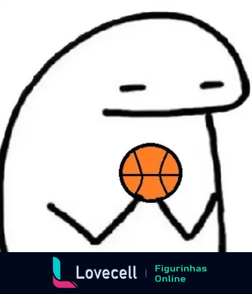 Ilustração do personagem Flork segurando uma bola de basquete com expressão neutra. Ótima para representar paixão pelo esporte.