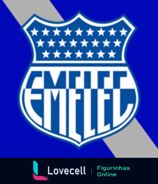 Emblema do Club Sport Emelec, escudo azul com estrelas brancas e letras EMELEC em destaque