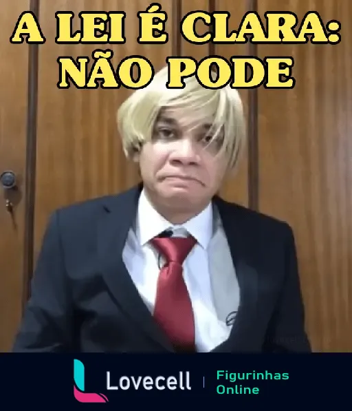 Advogado Paloma em um meme com expressão de desaprovação e a frase 'A LEI É CLARA: NÃO PODE' no topo da imagem.